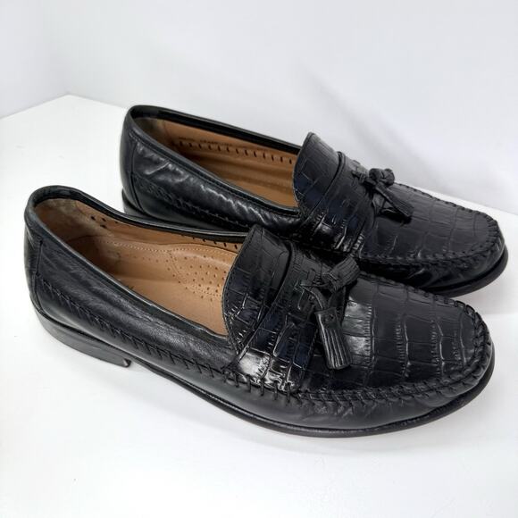 Florsheim Pisa Mens Loafers Black Croc Print Tassel 18469 Slip-On Shoes 9.5 EEE main image 9